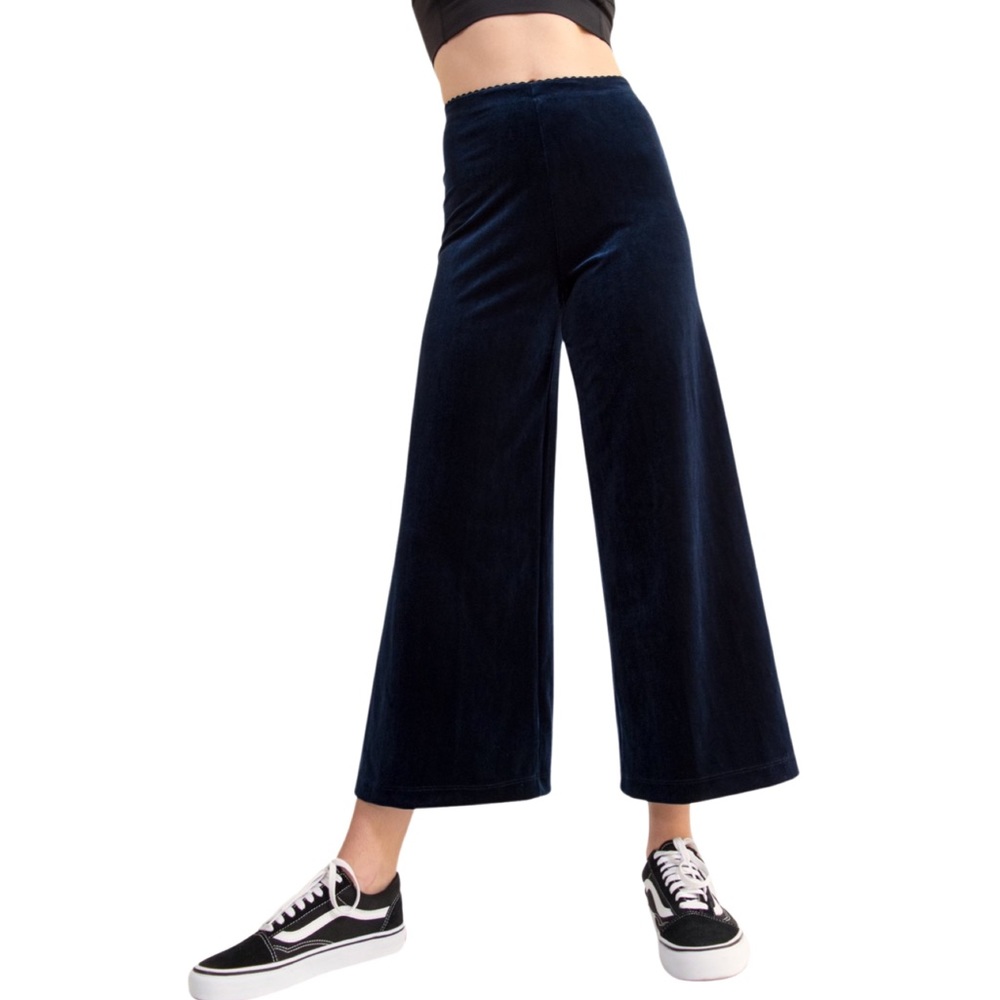 Cropped Stretch Velvet Pant - Sapphire Blue